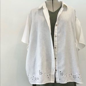 JJill broderie anglaise linen blouse